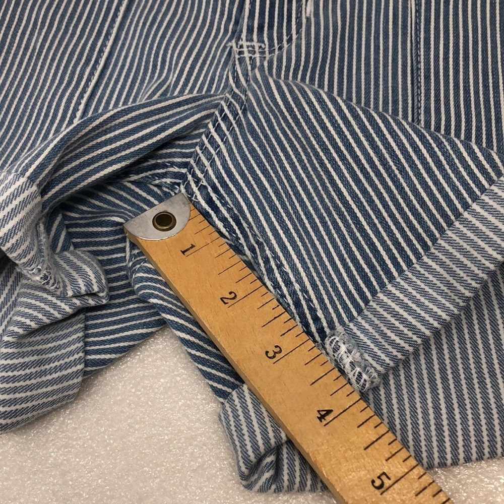 Abercrombie Kids Shorts Mid Rise Midi 13/14 Regular Blue & White Stripe Denim - Picture 13 of 15